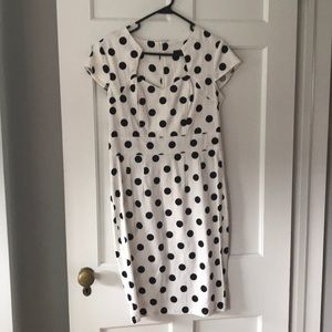 White and black polka dot pinup wiggle dress